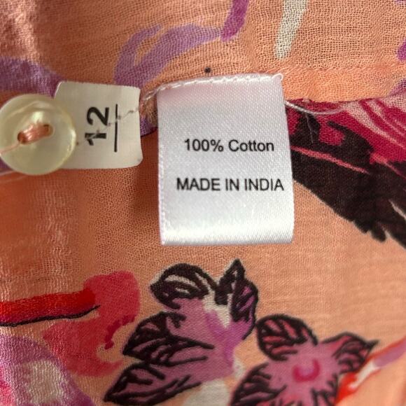 Banjanan Chrissie Buttondown Shirt in Jubilee Tropical Pink Bird Print Size XXL - Picture 6 of 7